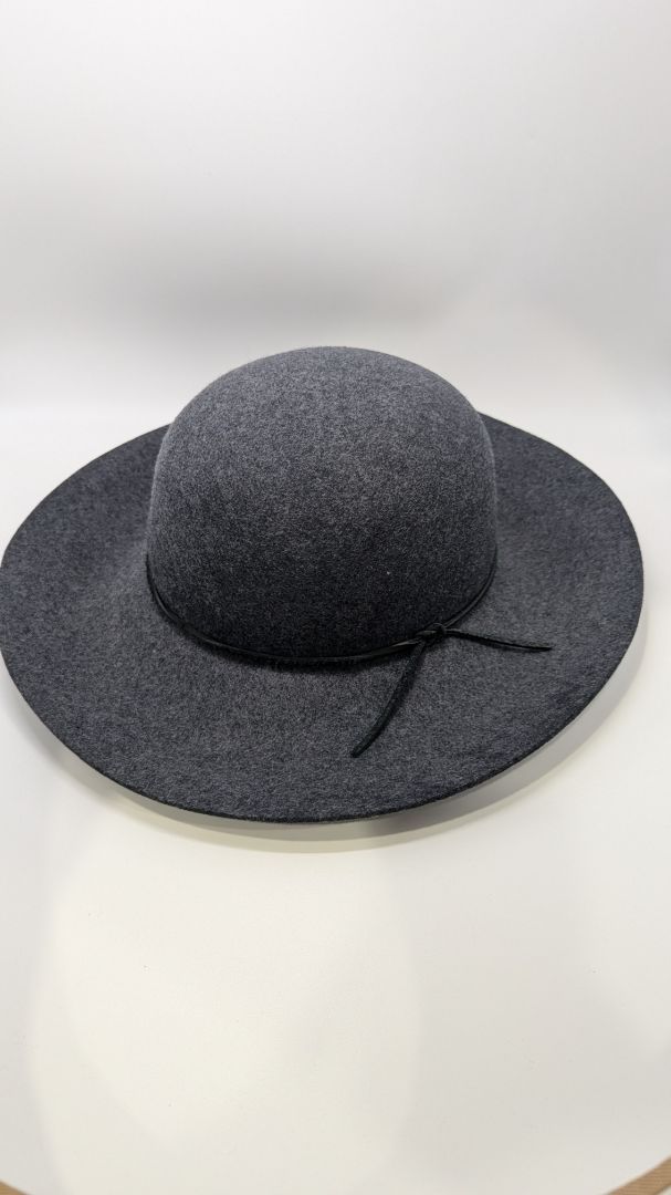 phenix Dark Grey Wool Felt Wide-Brim Hat
