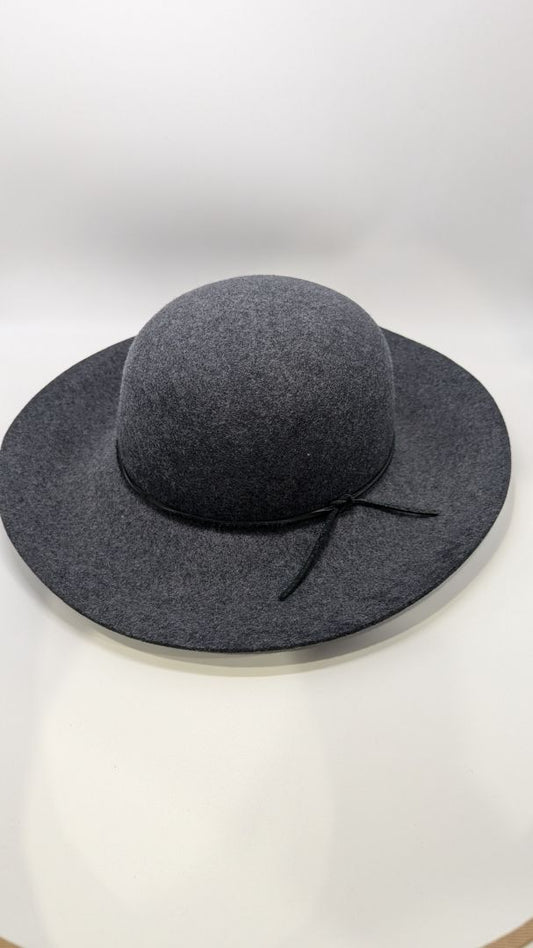 phenix Dark Grey Wool Felt Wide-Brim Hat