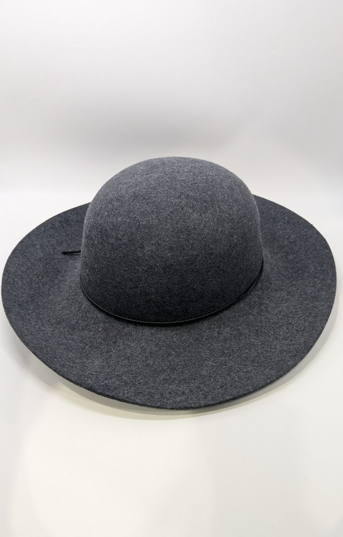 phenix Dark Grey Wool Felt Wide-Brim Hat