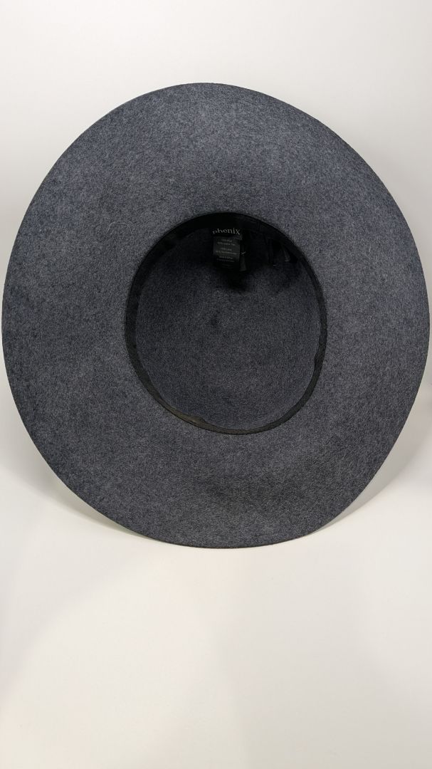 phenix Dark Grey Wool Felt Wide-Brim Hat