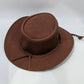 Brown Faux-Suede Western Hat