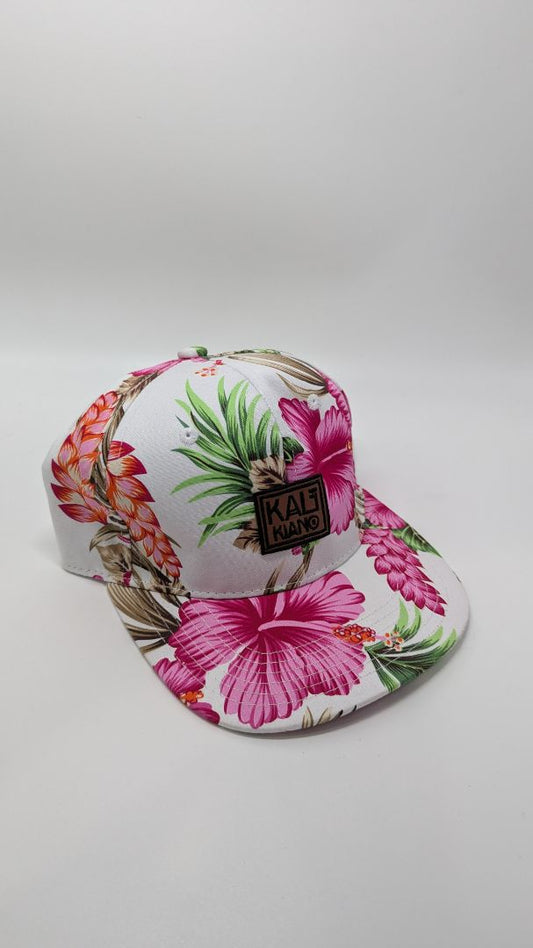Crown White/Pink Floral "Kali Kiano" Baseball Cap