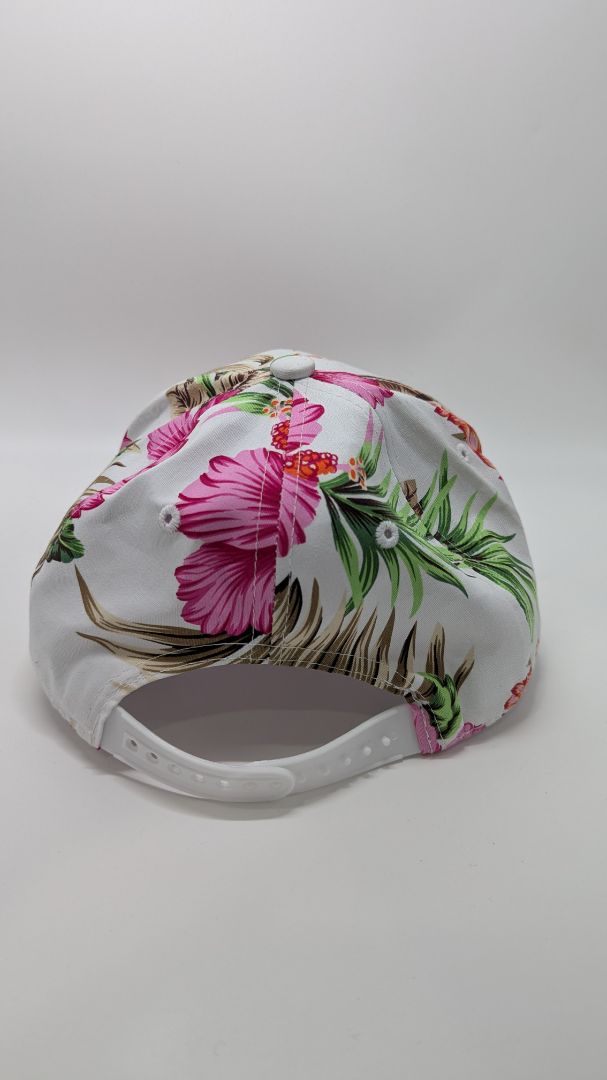 Crown White/Pink Floral "Kali Kiano" Baseball Cap