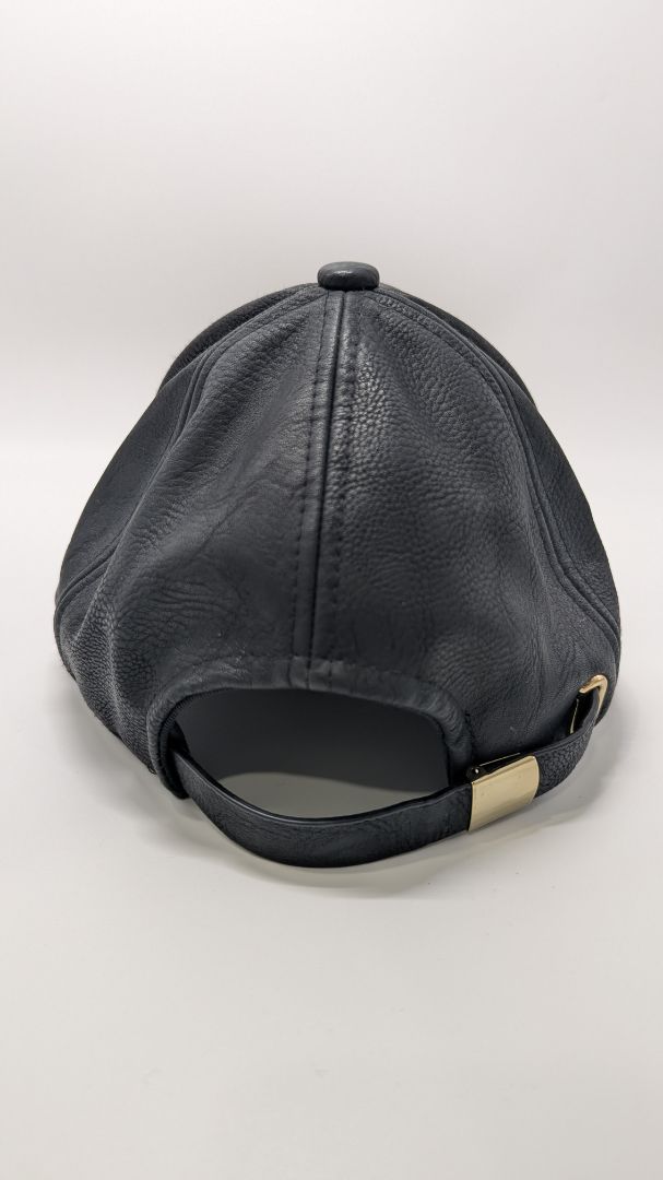 Black Faux-Leather Baseball Cap