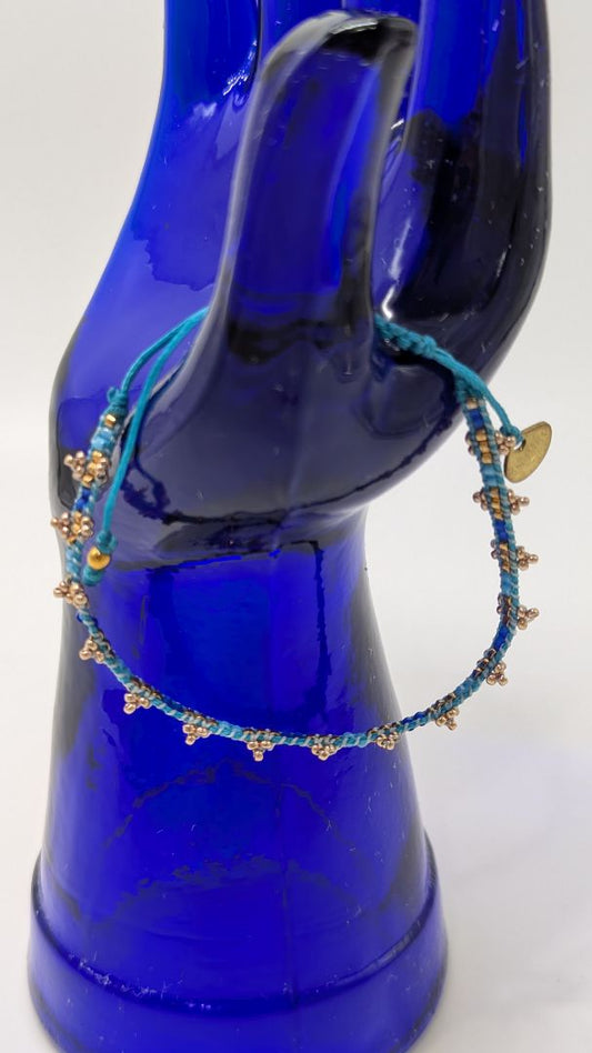 Mishky Blue/Bronze Beaded Sliding Bracelet