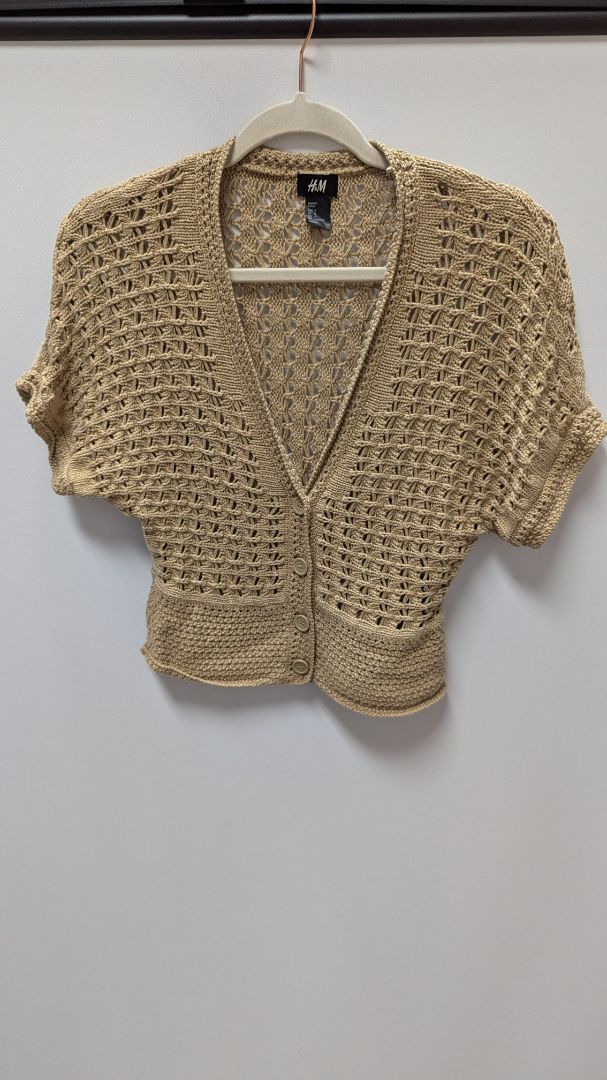 H&M Brown Crochet Cropped Cardigan