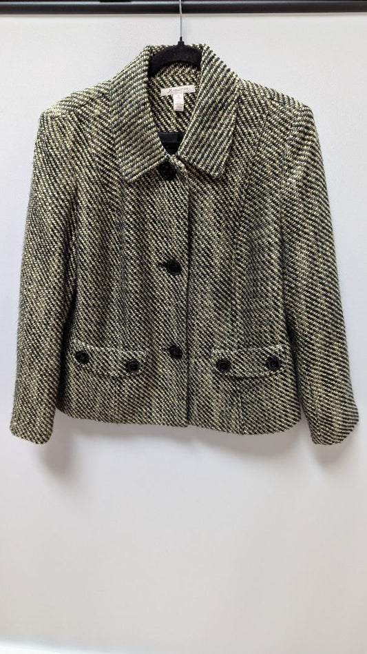JM Collection Black/Tan Woven 3-Button Blazer Jacket
