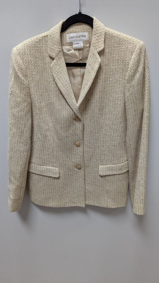 Jones New York Tan Metallic Woven Blend Blazer