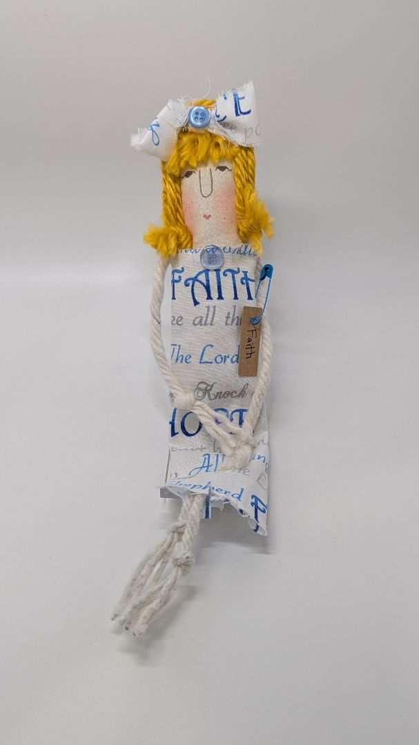 Handmade Faith White/Blue Spiritual Modern Primitive Doll