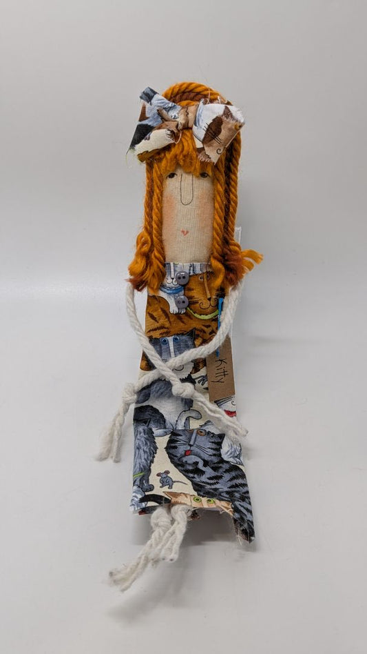 Handmade Kitty Grey Cat Modern Primitive Doll