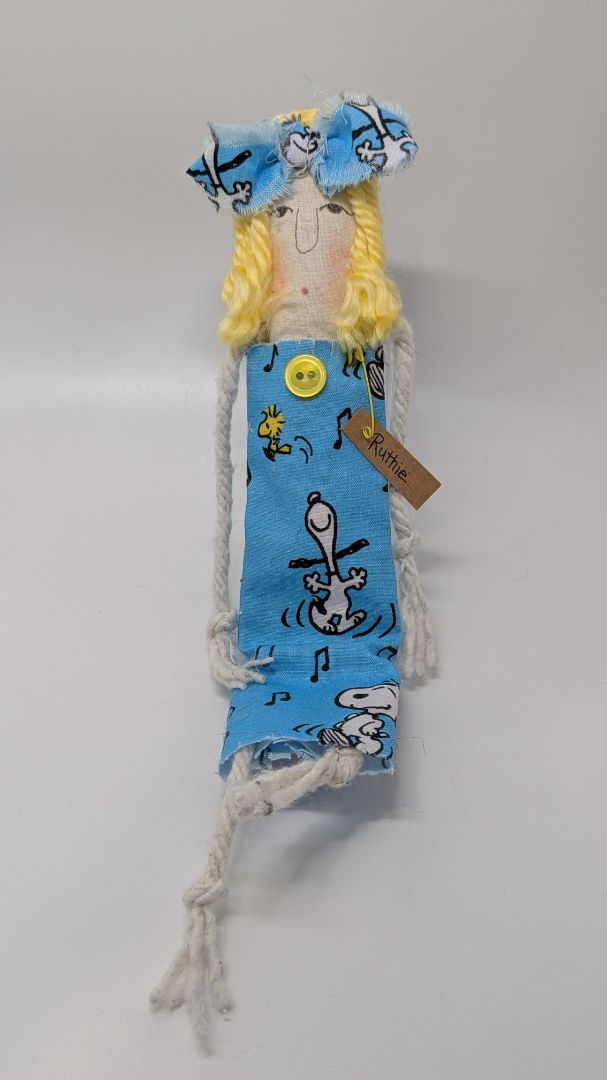 Handmade Ruthie White Dog Modern Primitive Doll
