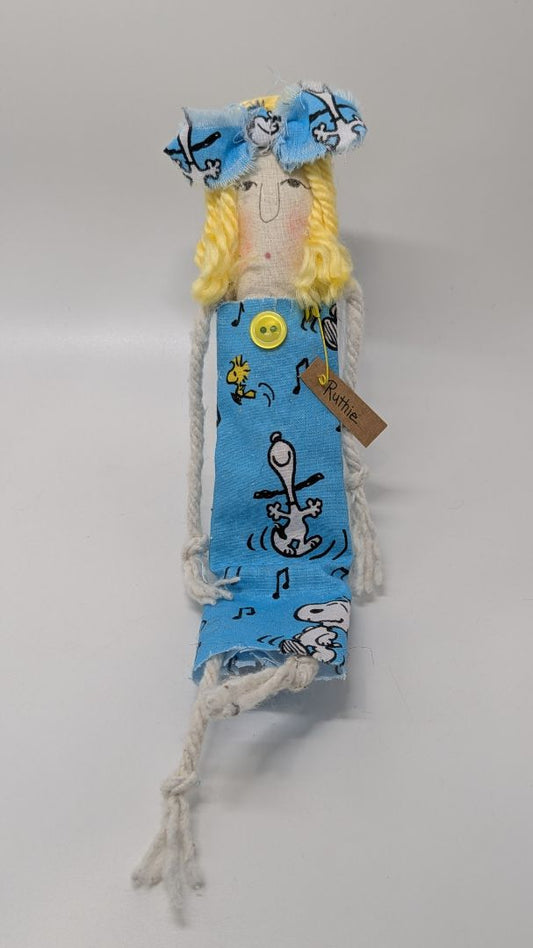 Handmade Ruthie White Dog Modern Primitive Doll