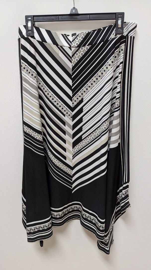 JM Collection Black/White Mixed Print Asymmetrical Skirt