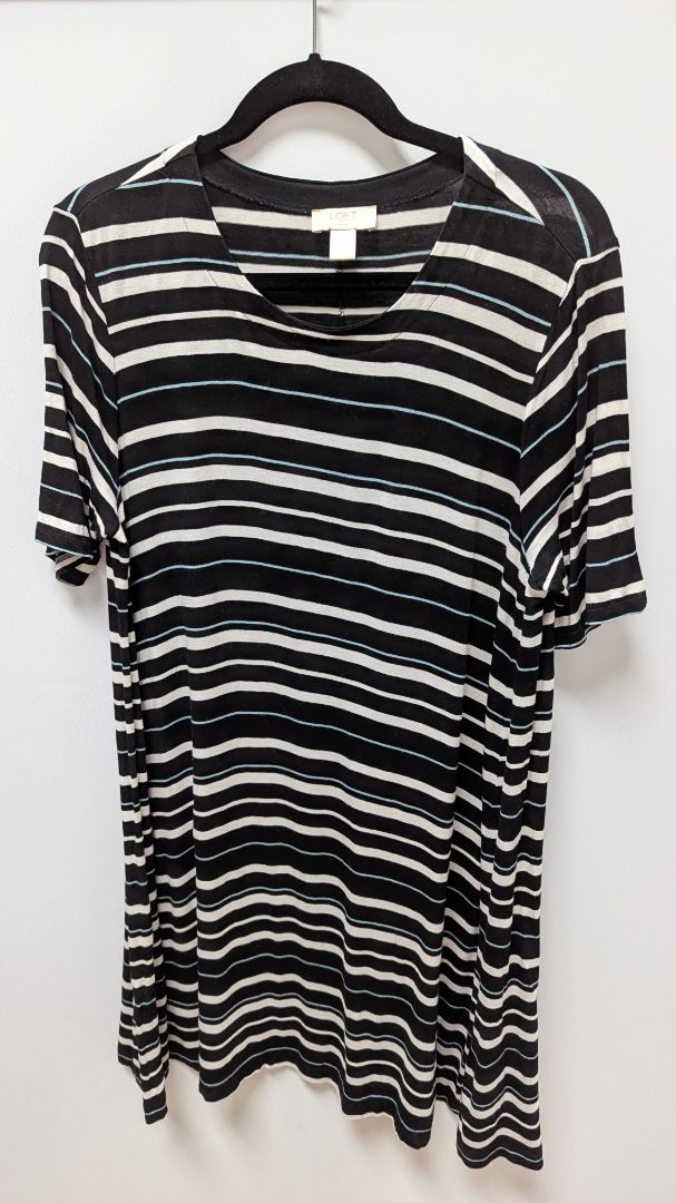 LOFT Outlet Black/White Striped Short-Sleeve Tee Dress
