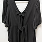 Torrid Black Crinkle Gauze Tie-Back Puff Sleeve Blouse