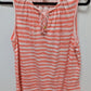 Michael Kors Coral/White Striped Sleeveless Blouse
