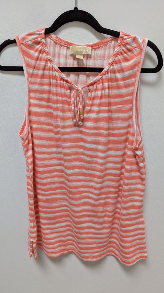 Michael Kors Coral/White Striped Sleeveless Blouse