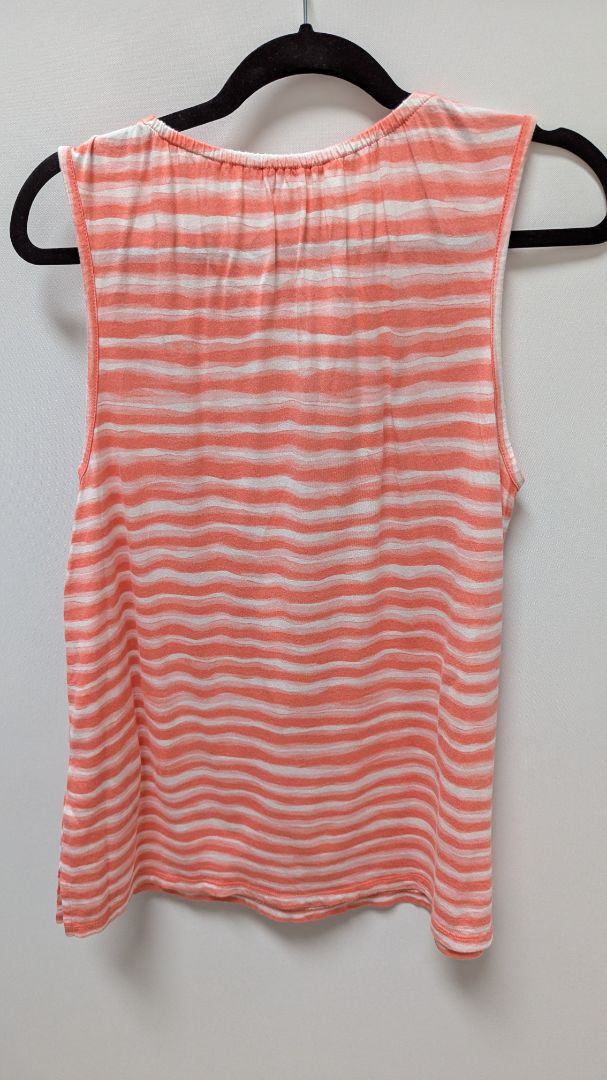 Michael Kors Coral/White Striped Sleeveless Blouse