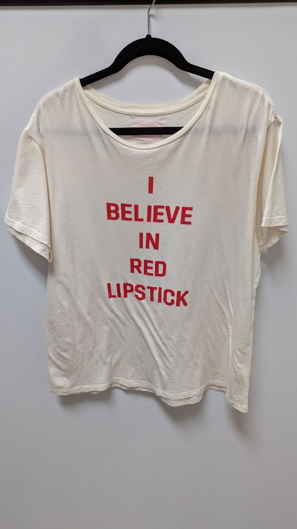 ban.do Cream "I Believe in Red Lipstick" Graphic Tee