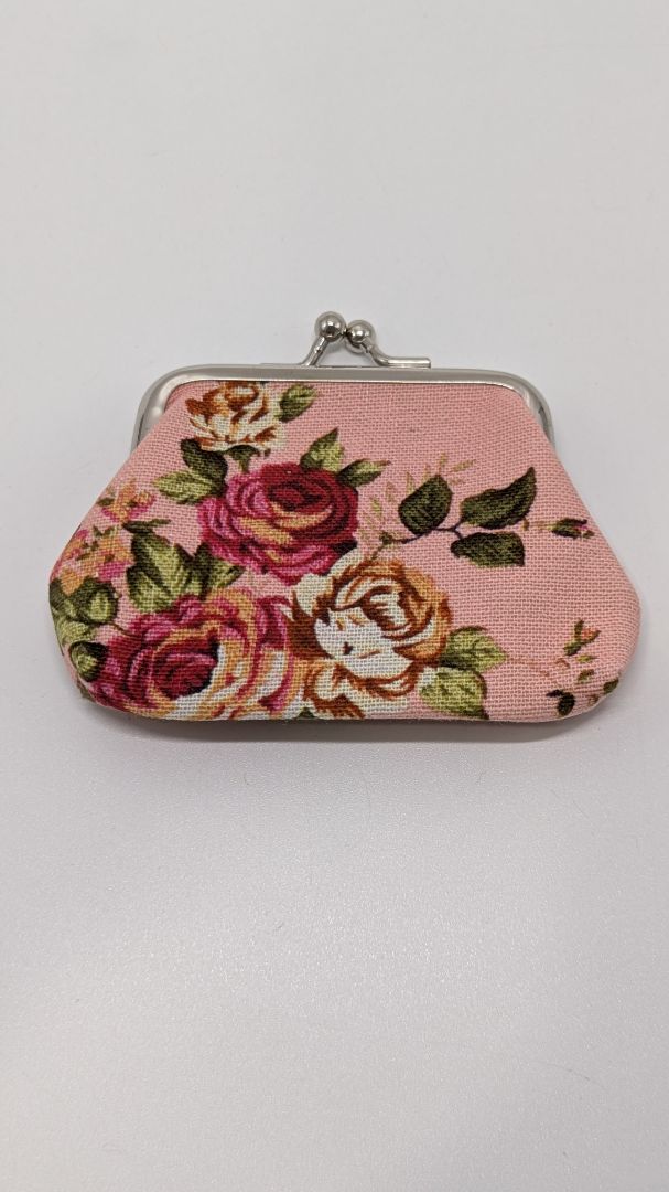 SilTriangle Pink Floral Coin Purse Pouch