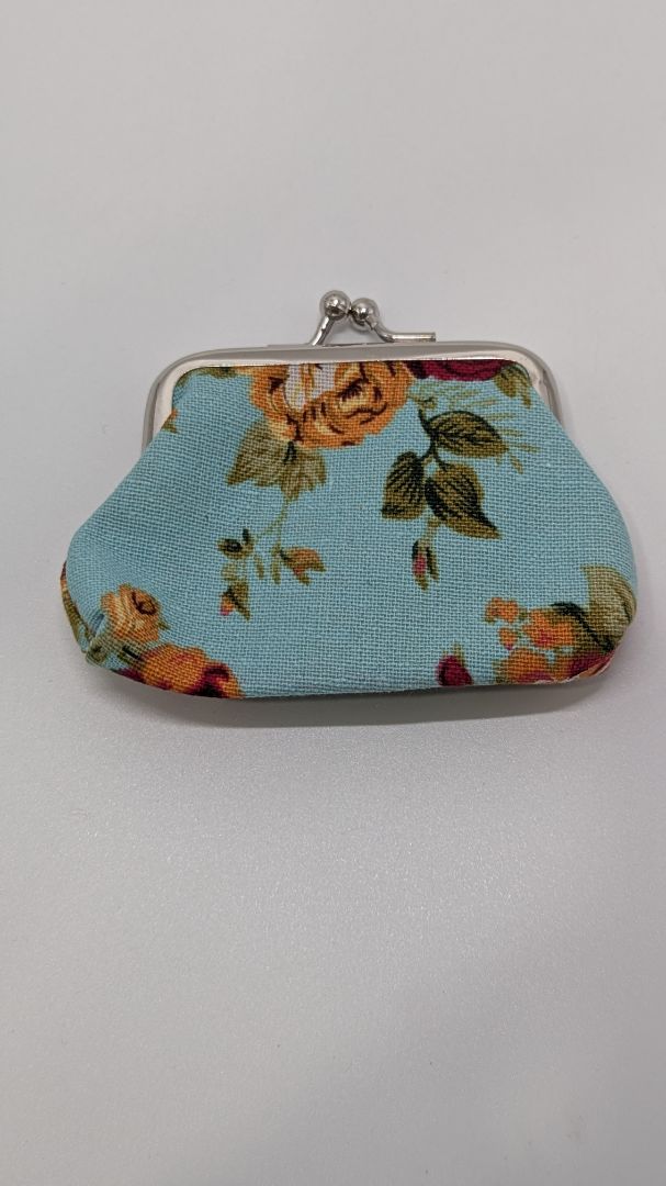 SilTriangle Turquoise Floral Coin Purse Pouch