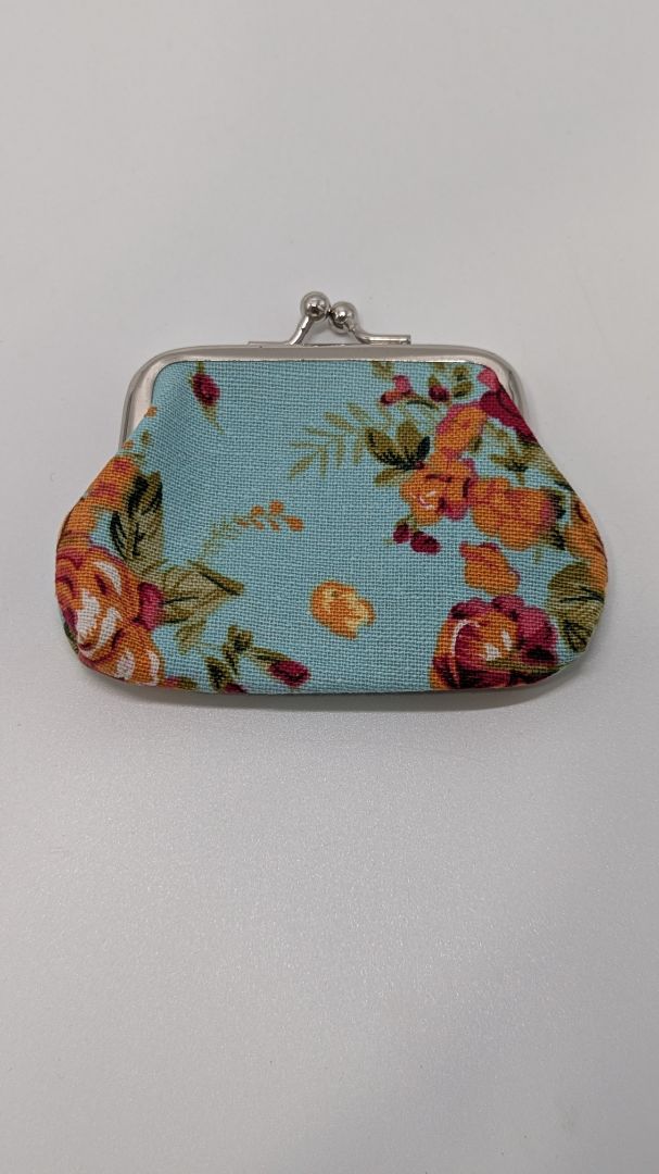 SilTriangle Turquoise Floral Coin Purse Pouch