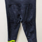 savvi Dark Blue/Lime Green Mesh Panel Cropped Leggings