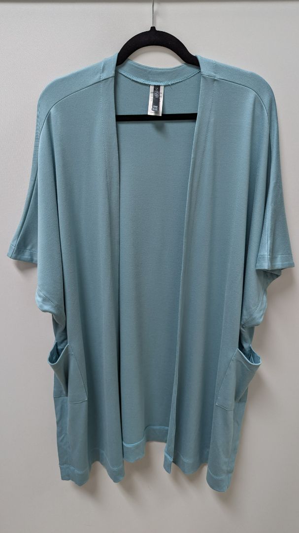 savvi Turquoise Short Kimono Sleeve Knit Cardigan