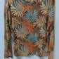 Orange Floral Mesh Long-Sleeve Blouse