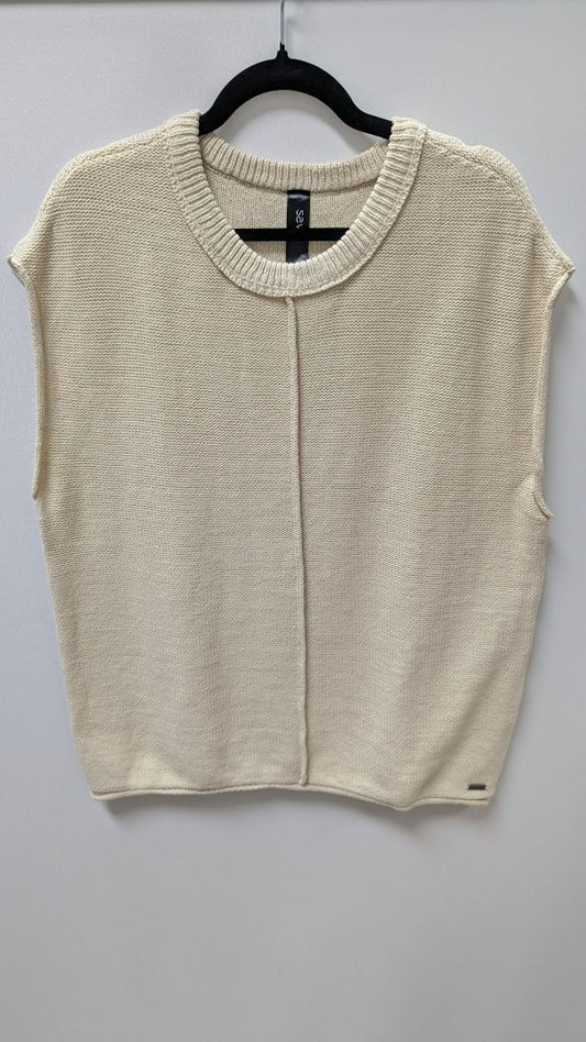 savvi Cream Crochet Knit Sweater Vest