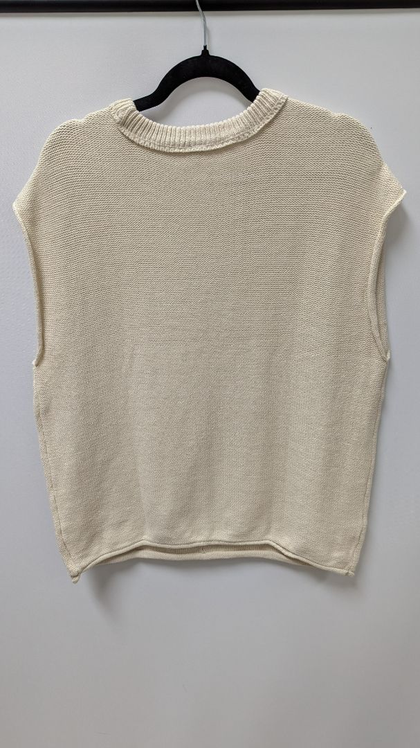savvi Cream Crochet Knit Sweater Vest
