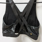 savvi Black Faux-Leather Cross-Back Sports Bra