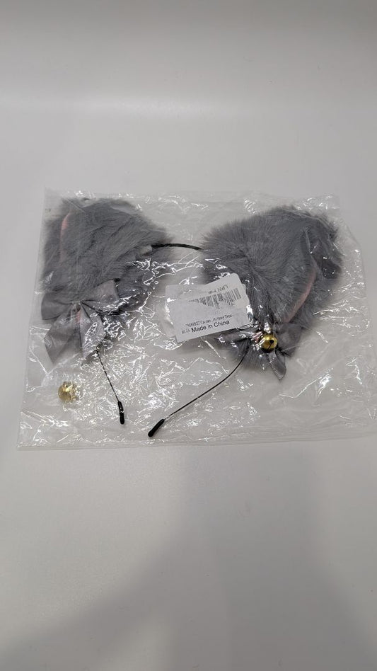 EVERMARKET Grey Faux-Fur Cat Ears with Bells