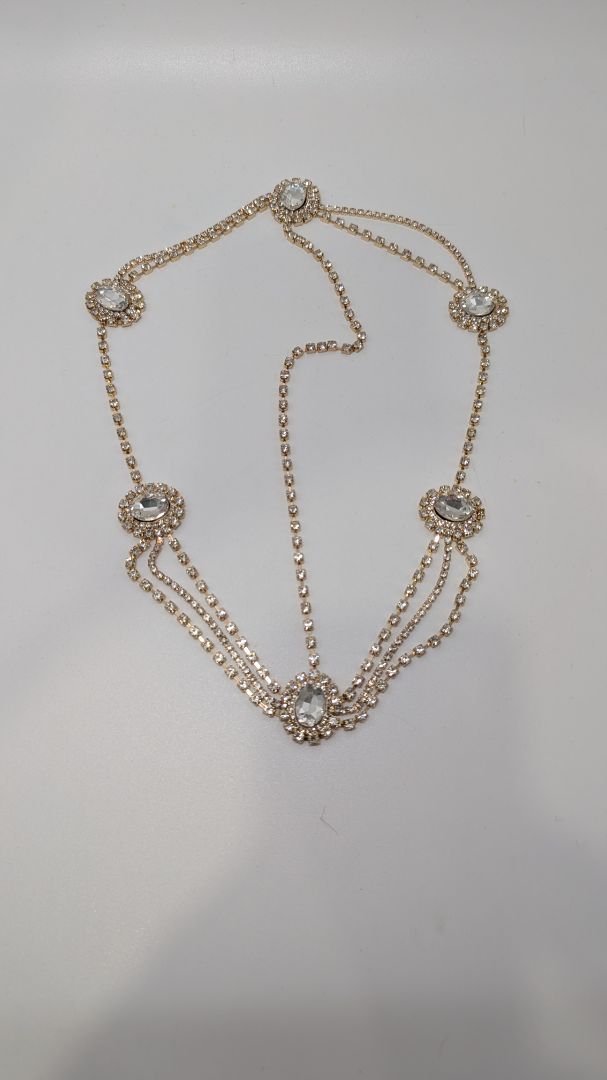 Missgrace Gold/White Faux-Crystal Chain Headpiece