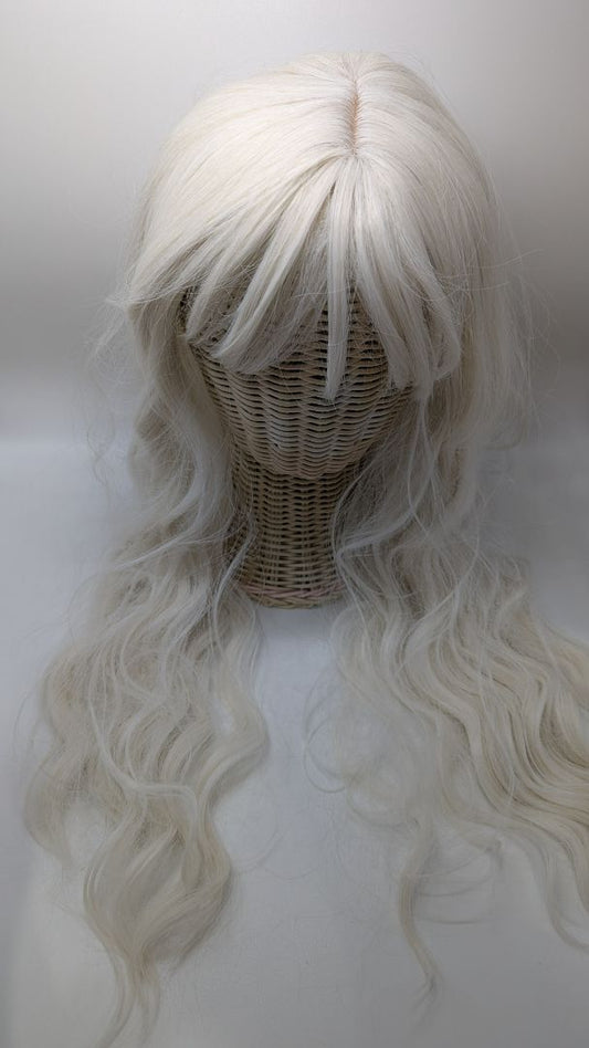 White Wavy Long Length Fake Hair Wig