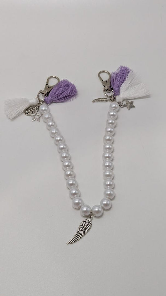 Recycled Threads Handmade Purple Faux-Pearl Bag Charm