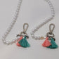 Recycled Threads Handmade Blue/Pink Faux-Pearl Bag Charm
