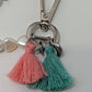 Recycled Threads Handmade Blue/Pink Faux-Pearl Bag Charm