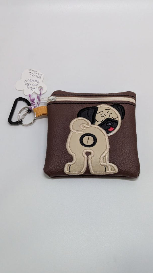 Handmade Brown Pug Poo Waste Bag Holder