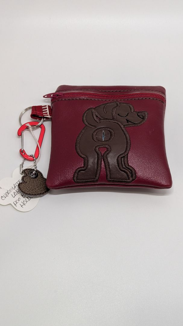 Handmade Maroon Chocolate Lab Poo Waste Bag Holder