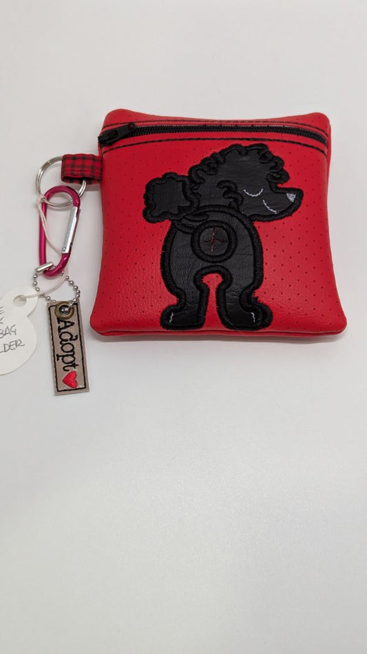 Handmade Red/Black Poodle Poo Waste Bag Holder