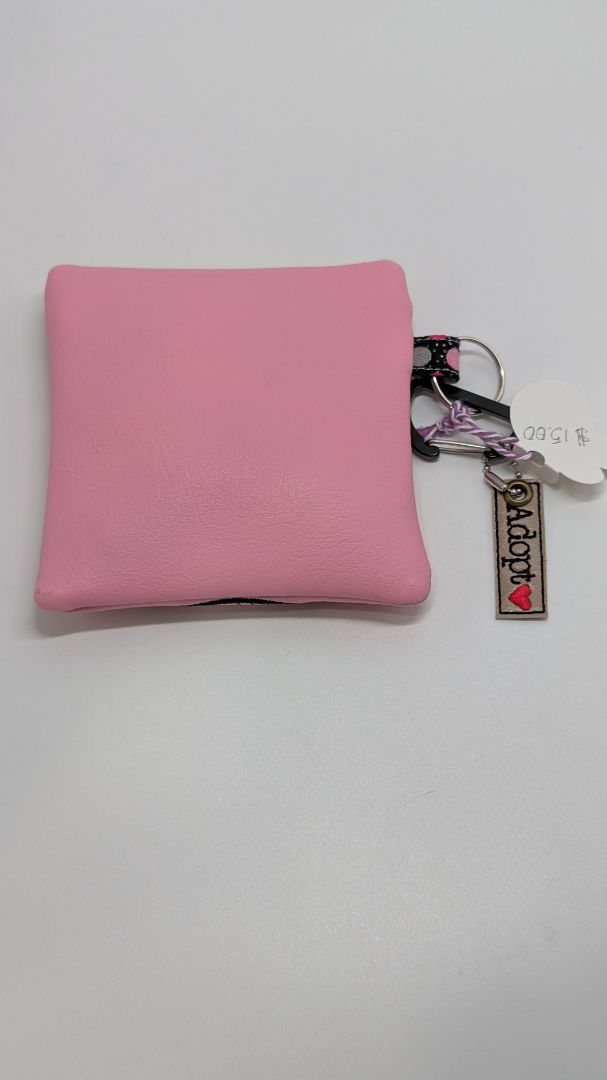 Handmade Pink "Love Comes In All Shapes" Poo Waste Bag Holder