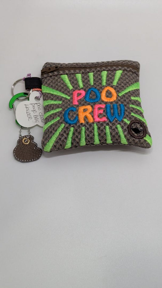 Handmade Grey/Green "Poo Crew" Poo Waste Bag Holder