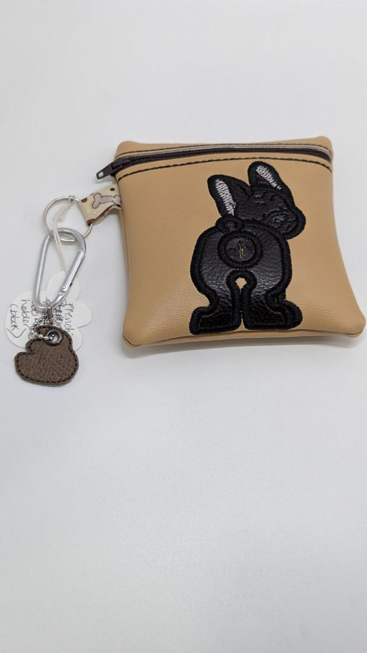 Handmade Brown/Black Frenchie Poo Waste Bag Holder
