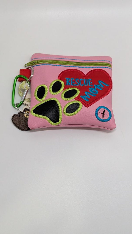 Handmade Pink "Rescue Mom" Poo Waste Bag Holder