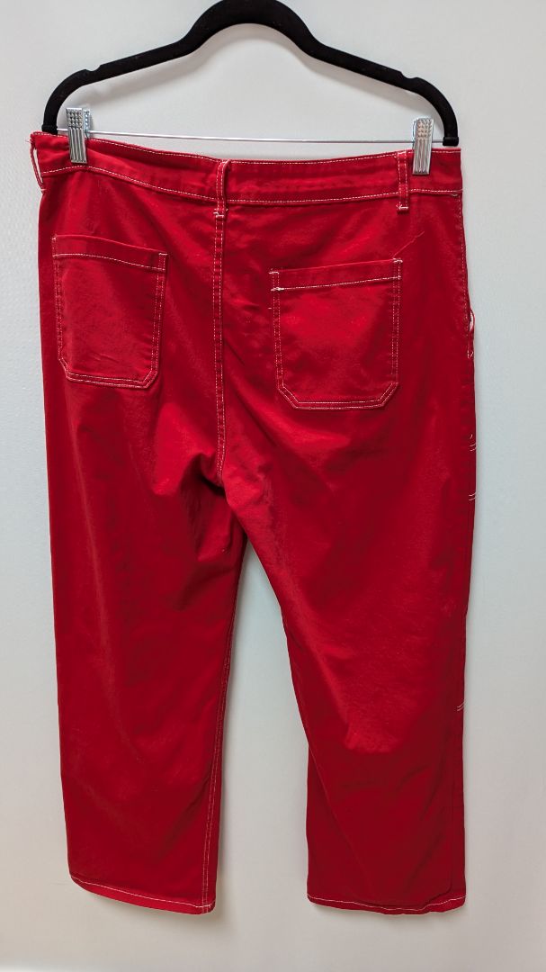 DOKOTOO Red/White High-Waisted Cargo Pants