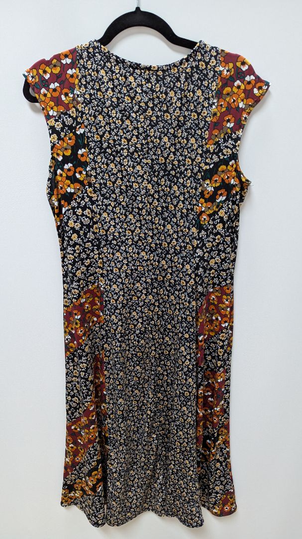 Perceptions New York Black Floral Flared Midi Dress