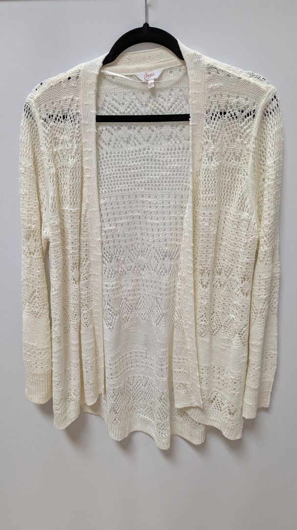 Candie's Ivory Sheer Crochet Knit Cardigan