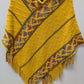 Yellow Multicolor Woven Knit Poncho