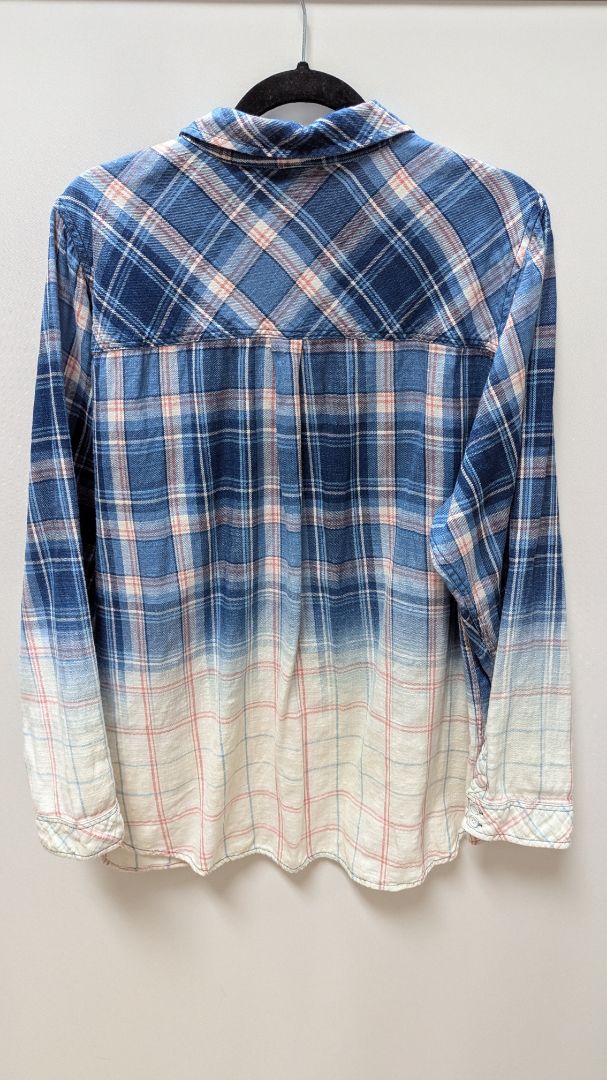 Torrid Blue/Pink Plaid Ombre Tunic Flannel Shirt
